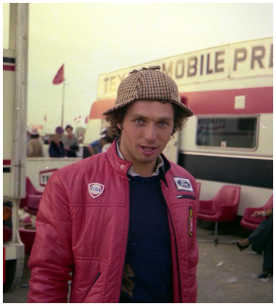 Jochen Mass, posing with deerstalker