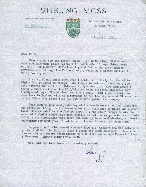 letter Sir Stirling Moss 2
