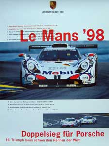 Porsche race poster LE MANS 1998