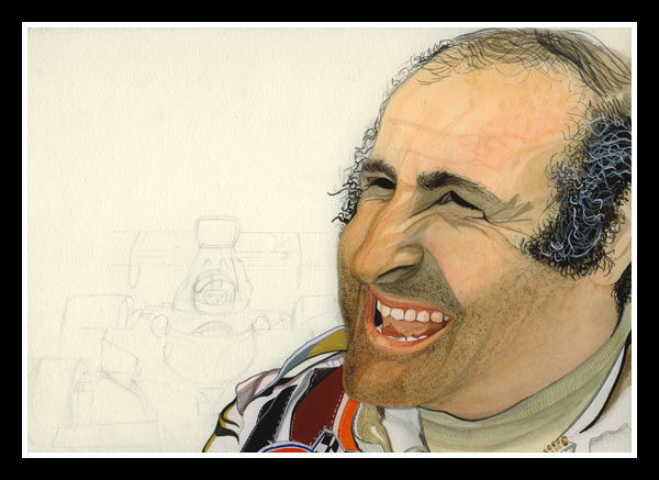 Unfinished portrait of Denny Hulme (Yardley-McLaren M23)