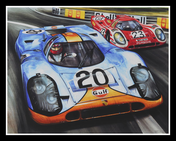 Jo Siffert and Hans Herrmann (Porsche 917) during the 1971 24 hours race at Le Mans