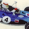 Jackie Stewart, composition of portrait, Tyrrell and autograph